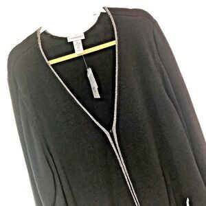 NWT Catherine's Cardigan Sweater Womens 4X Black Silver Metallic Soft Feminine